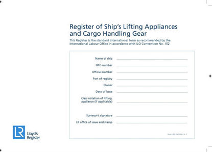 Picture of Form 1365 (LA1) Register of Ships Lifting Appliances & Cargo Handling Gear (Sold in packs of 20)